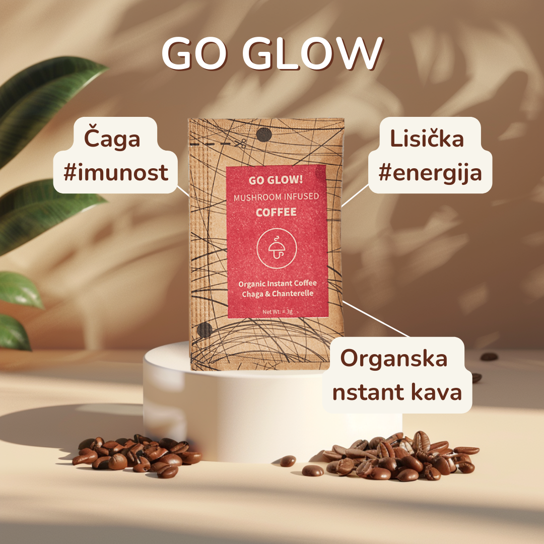 Go Glow – organska instant kava s čago in lisičkami 10 porcij