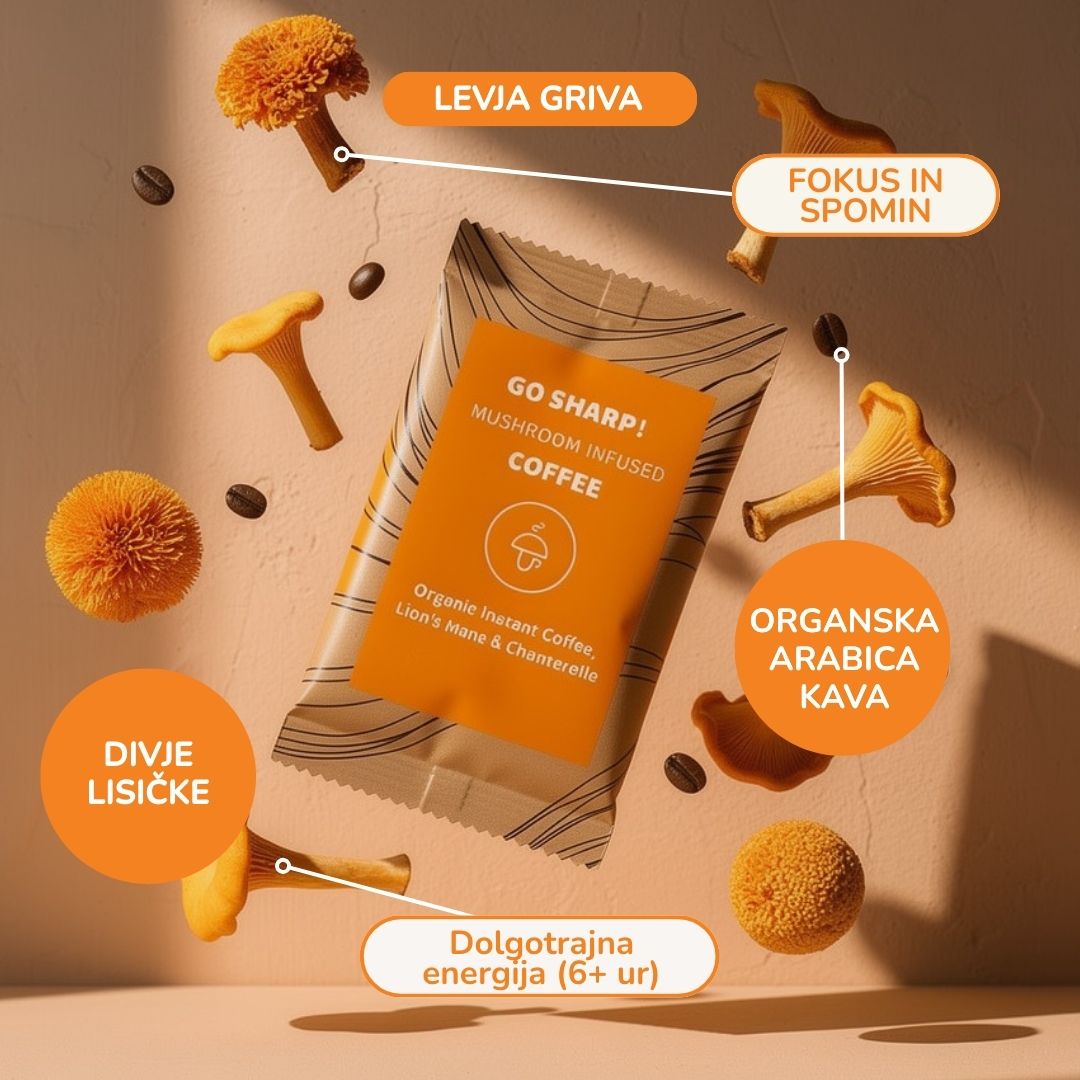 60 x Go Sharp – organska instant kava z levjo grivo in lisičkami