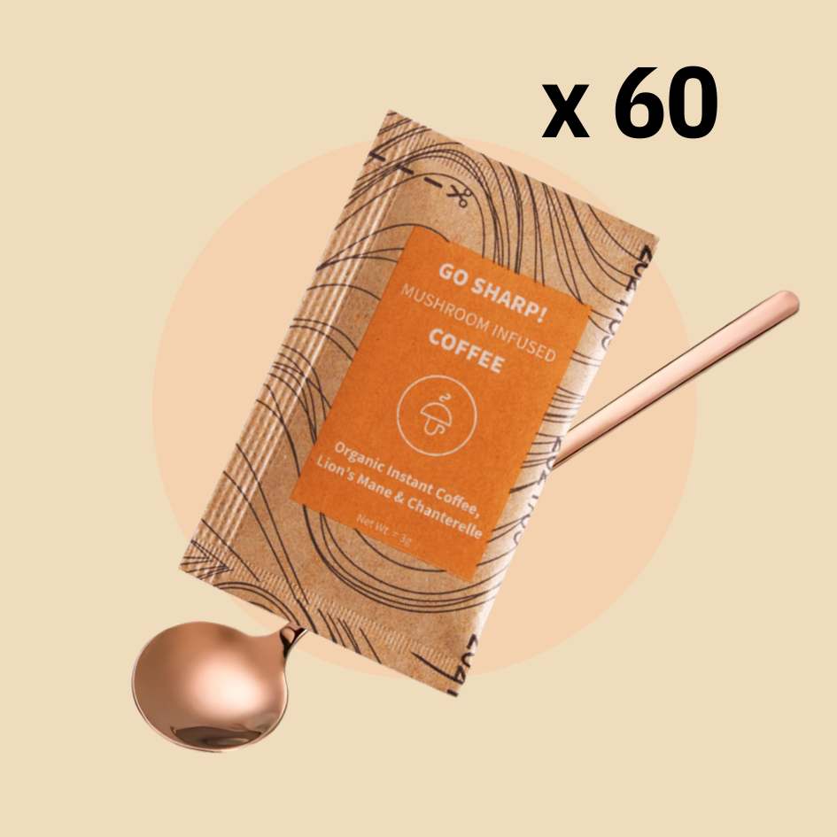 60 x Go Sharp – organska instant kava z levjo grivo in lisičkami