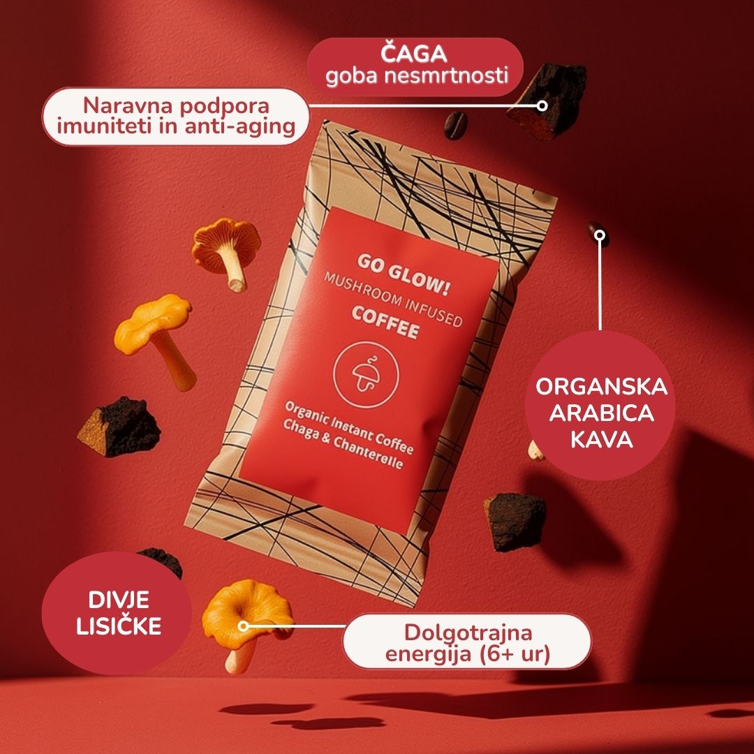 Go Glow – organska instant kava s čago in lisičkami 10 porcij